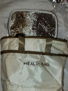 MEAL BAG Insulated Lunch Tote in Cream and Brown
